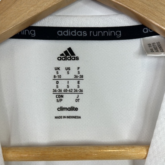 Adidas Response V-Neck Long Sleeve Shirt Womens Size S White Black Stripes - Picture 3 of 7